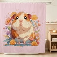 thumbnail image 1 of Erosebridal Guinea Pig Shower Curtain 72Wx72L for Girls, Floral Portrait Waterproof Bathroom Curtain, 1 of 5