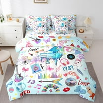 Erosebridal Guitar Piano Bedding Sets Twin Size,Disco Ball Comforter Sets with Sheets,Music Theme Bed in a Bag Twin size,Microfiber Teenager Bedroom Decor,Reversible,7-Piece