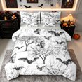 thumbnail image 1 of Erosebridal Halloween Bat Full Size Bedding Sets, Tree Branch Silhouette Full Size Bed in a Bag, White Gray, Gray Reversible, 7pcs, 1 of 6