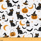 Erosebridal Halloween Black Cat Fabric by the Yard 5 Yards, Jack O ...