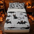 thumbnail image 1 of Erosebridal Halloween Black Cat Zipper Queen Comforter Set with Fitted Sheet and 2 Pillowcases, Cute Bat Zipper Bedding Set for Boys Girls, Light Gray Black Orange, Gray Reversible, 1 of 7