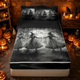 thumbnail image 1 of Erosebridal Halloween Dancing Witches Zipper Full Size Comforter Sets with Fitted Sheet and 2 Pillowcases, Spooky Moonlit Jungle Zipper Bedding Set for Boys Girls, Black Gray, Black Reversible, 1 of 7