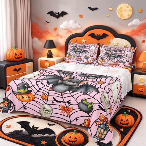 Erosebridal Halloween Decor Queen Sheets,Gothic Jack O Lantern Queen ...
