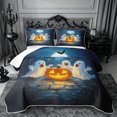 thumbnail image 1 of Erosebridal Halloween Ghost Castle Twin Quilt Set 2 Pieces,Spooky Animal Twin Coverlet Set,Dark Blue,1 Bedspread and 1 Pillowcase, 1 of 7