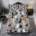 thumbnail image 1 of Erosebridal Halloween Ghost Fitted Sheet Queen 3-Piece,Gothic Skeleton Bedding,Grey,1 Fitted Sheet and 2 Pillowcases, 1 of 6