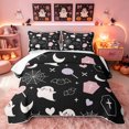 thumbnail image 1 of Erosebridal Halloween Ghost Quilt King, Spiderweb Bat King Coverlet Set, Black White, 3-Piece, 1 Bedspread and 2 Pillowcases, 1 of 7
