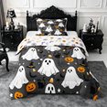 thumbnail image 1 of Erosebridal Halloween Ghost Twin Comforter Sets 2pcs,Spooky Black Cats Bedding Set,Dark Grey,Reversible,1 Comforter and 1 Pillowcase, 1 of 6