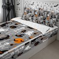 thumbnail image 1 of Erosebridal Halloween Ghost Zipper Twin Comforter Sets with Fitted Sheet and 2 Pillowcases,Gothic Skeleton Zipper Bedding Set,Grey,Reversible, 1 of 7