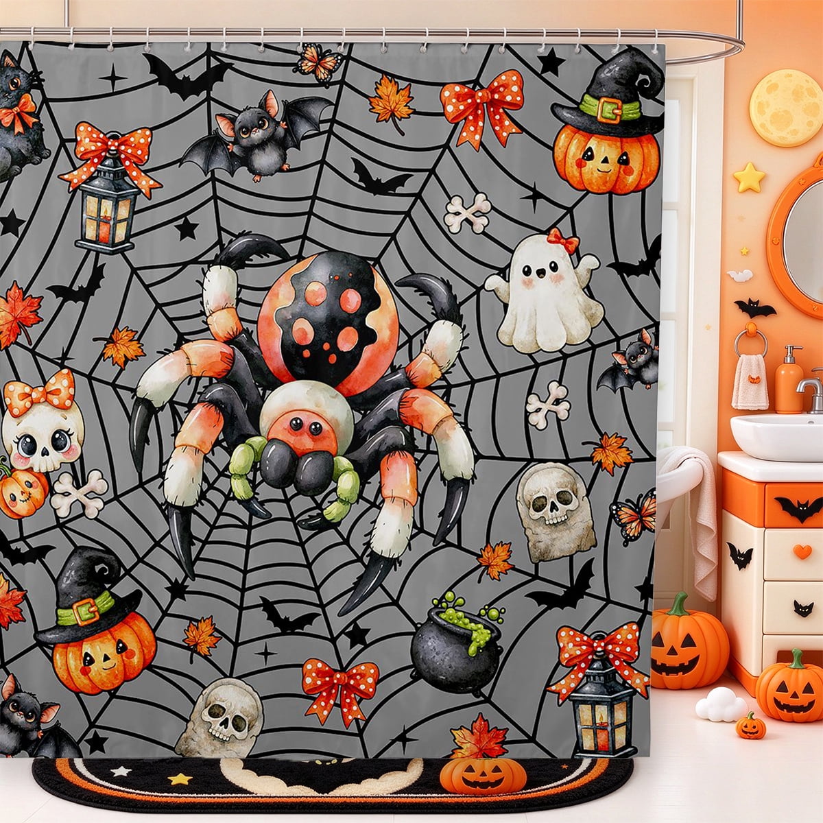 Scary Roses Erosebridal Halloween Playful Pumpkin Shower Curtain 72Wx72L,Scary ...