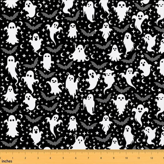 Erosebridal Halloween Print Fabric by the Yard 3 Yards Spooky Pattern Room Decor Fabric by the Yard, Dark Gray