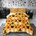 thumbnail image 1 of Erosebridal Halloween Pumpkin Ghost King Size Comforter Sets 3pcs,Spooky Black Cats Comforters King Size,Orange,Reversible,1 Comforter and 2 Pillowcases, 1 of 6