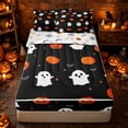 thumbnail image 1 of Erosebridal Halloween Pumpkin Zipper Full Size Comforter Sets with Fitted Sheet and 2 Pillowcases, Cute Ghost Zipper Bedding Set for Boys Girls, Black Orange, Halloween Reversible, 1 of 7