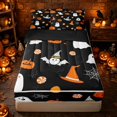 thumbnail image 1 of Erosebridal Halloween Pumpkin Zipper Queen Comforter Set with Fitted Sheet and 2 Pillowcases, Cute Candy Zipper Bedding Set for Boys Girls, Black Orange White, Black Reversible, 1 of 7