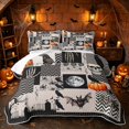 thumbnail image 1 of Erosebridal Halloween Raven Crow Twin Quilt Set, Spooky Jack O Lantern Twin Coverlet Set for Boys Girls, Beige Black Orange, 2-Piece 1 Bedspread and 1 Pillowcase, 1 of 7