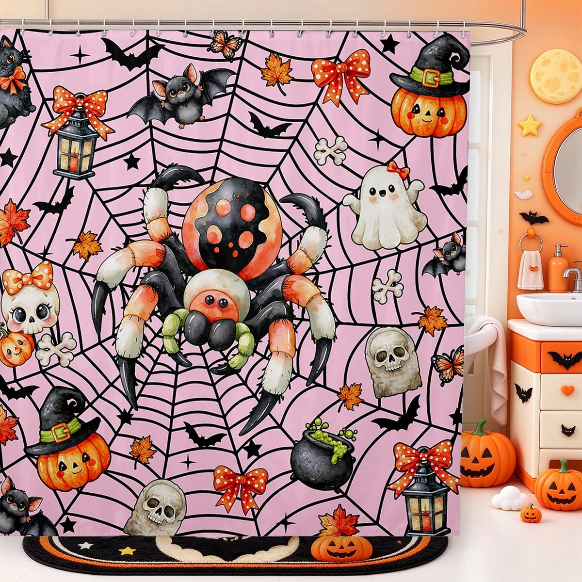 Scary Roses Erosebridal Halloween Scary Pumpkin Shower Curtain 72Wx78L,Wicked ...