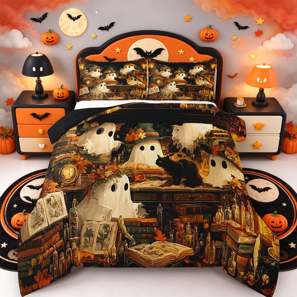 Scary Roses Erosebridal Halloween Scary Wizard Study Queen Comforter Set,Wicked ...