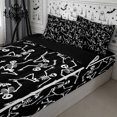 thumbnail image 1 of Erosebridal Halloween Skeleton Zipper Queen Comforter Set with Fitted Sheet and 2 Pillowcases,Gothic Theme Zipper Bedding Set,Black,Reversible, 1 of 7