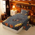 thumbnail image 1 of Erosebridal Halloween Spider Twin Sheets, Candle Autumn Bedding, Dark Gray Orange, Black Reversible, 3pcs, 1 Flat Sheet, 1 Fitted Sheet and 1 Pillowcase, 1 of 6