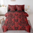 thumbnail image 1 of Erosebridal Halloween Sugar Skull Bedding Sets King Size, Hippie Black Red Damask Traditional Baroque Comforter Sets with Sheets, Reversible 7-Piece, 1 of 2