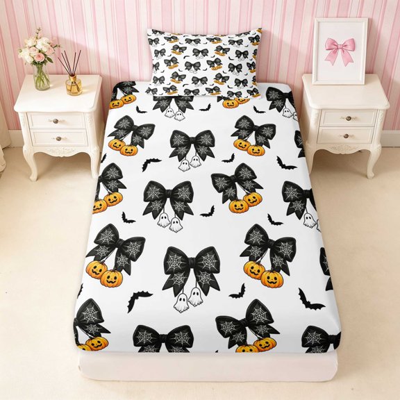 Erosebridal Halloween Twin Sheets for Girls, Halloween Twin Sheet Sets, 2pcs 1 Fitted Sheet and 1 Pillowcase