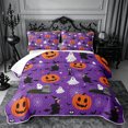 thumbnail image 1 of Erosebridal Halloween Witch Quilt Full 3-Piece,Cartoon Pumpkin Ghost Full Bedspread Sets,Purple,1 Coverlet and 2 Pillowcases, 1 of 7