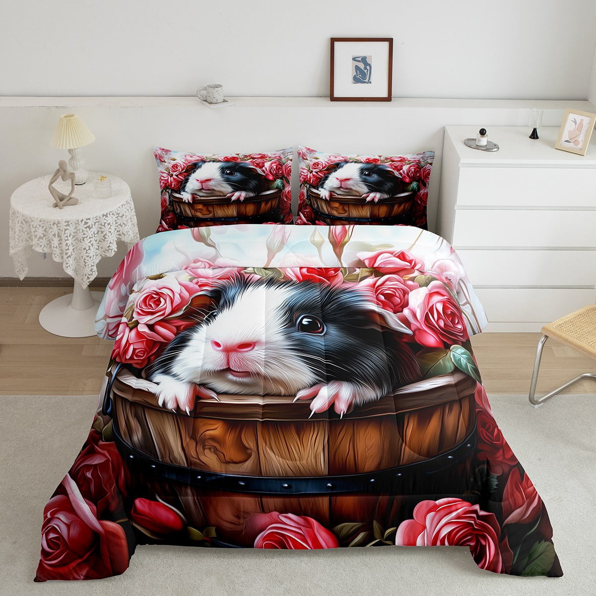 Erosebridal Hamster Comforter Set Full Size Black White Mouse Bedding ... - Creating A Soothing Hamster Bedroom