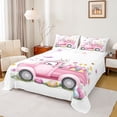 thumbnail image 1 of Erosebridal Happy Bunny Kids Full Size Sheets, Pink Easter Eggs Butterfly Bed Sheets, 4-Piece, 1 of 5