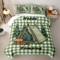 thumbnail image 1 of Erosebridal Happy Camping Bed Spread Queen,Green Geometric Plaid Queen Coverlet Set For Boys Kids,3-Piece, 1 of 7