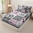 thumbnail image 1 of Erosebridal Happy Camping Zipper Full Size Comforter Sets with Fitted Sheet and 2 Pillowcases, Camper Checkered Zipper Bedding Set, Gray Pink, 1 of 7