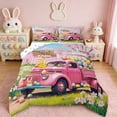 thumbnail image 1 of Erosebridal Happy Easter Eggs Queen Comforter Set,Pink Cherry Blossom Cute Flowers Bedding Comforter Set For Girls Kids Reversible 3pcs, 1 of 7