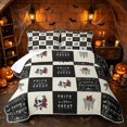 thumbnail image 1 of Erosebridal Happy Halloween Bed Spread Queen, Spooky Skeleton Floral Queen Coverlet Set for Boys Girls, Black Off White Red, 3-Piece 1 Quilt and 2 Pillowcases, 1 of 7