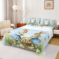 thumbnail image 1 of Erosebridal Happy Rabbit Kid Full Size Sheets, Easter Eggs Animal Bed Sheets, Blue, 4pcs, 1 of 5