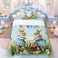 thumbnail image 1 of Erosebridal Happy Rabbit Kid Twin Sheet Sets, Easter Eggs Animal Bedding, Blue, 3pcs, 1 of 5