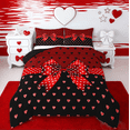 thumbnail image 1 of Erosebridal Happy Valentine's Day Full Size Comforter Sets,Red Bowknot Loves Bedding Sets For Girls Kids,Reversible black,3-Piece, 1 of 7