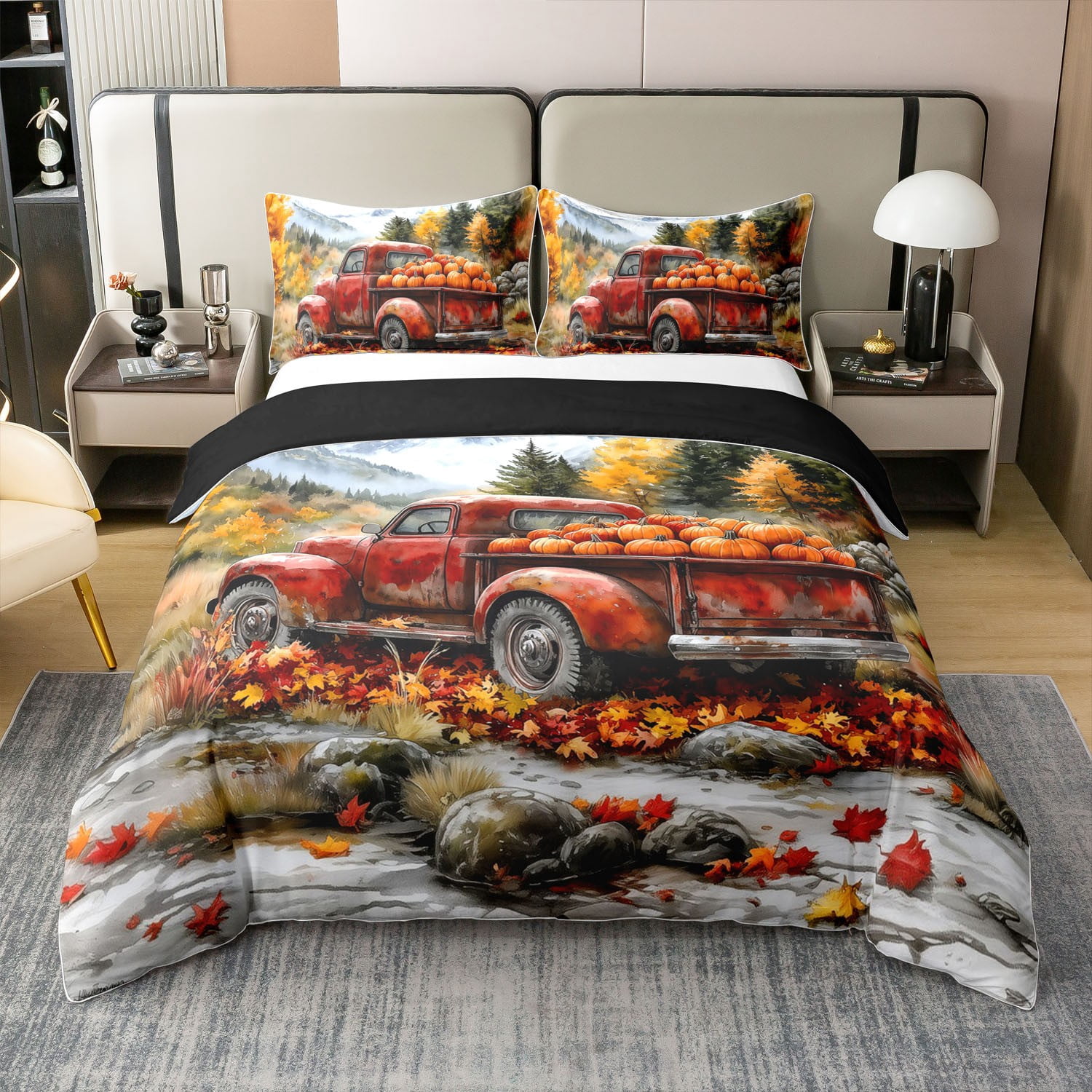 Erosebridal Harvest Pumpkin 100% Cotton Comforter Cover Queen, Farm ...