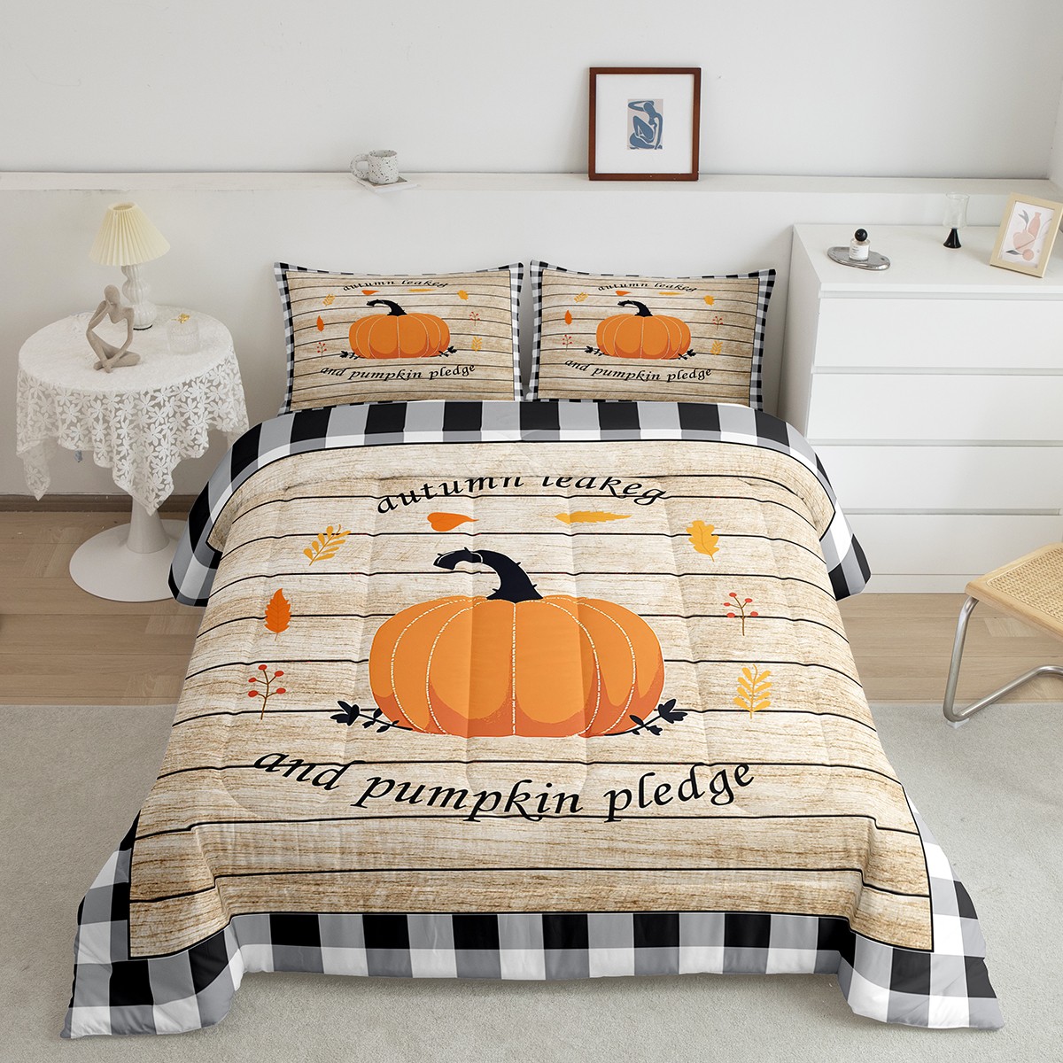 Erosebridal Harvest Pumpkin Bedding Full Comforter Set, Rustic Lodge ...