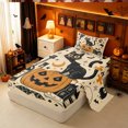 thumbnail image 1 of Erosebridal Haunted House Twin Sheets, Black Cat Bedding, Wheat Orange, Black Reversible, 3pcs, 1 Flat Sheet, 1 Fitted Sheet and 1 Pillowcase, 1 of 6