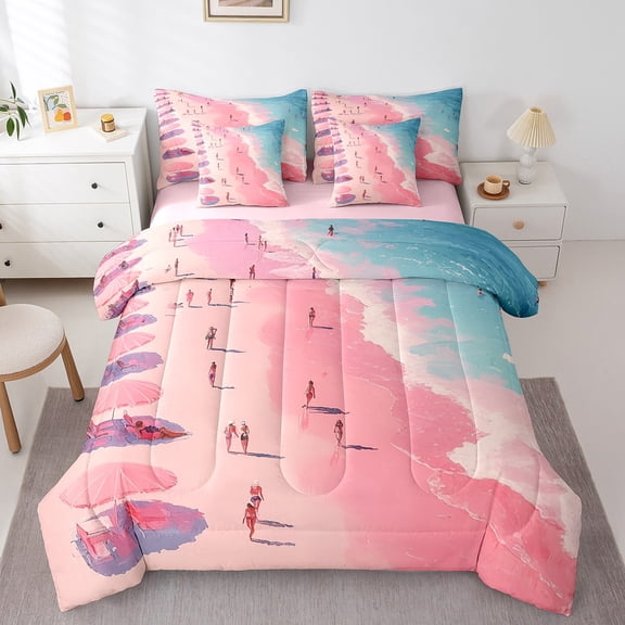 Erosebridal Hawaii Beach Bedding Sets Queen Size, Summer Holoday Bedding Accessories, Romantic Marine Decor, Reversible