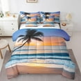 thumbnail image 1 of Erosebridal Hawaiian Beach Bed in a Bag Twin Size, Tropical Palm Tree Bed Set, Sea Wave Bedroom Decorative Microfiber 7 Pieces, 1 of 4