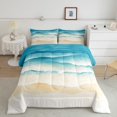 thumbnail image 1 of Erosebridal Hawaiian Beach Bedding Sets Full with Comforter, Cartoon Marine Wave Duvet Insert, Ocean Sea Themed Room Decor Super Cozy 3-Piece, 1 of 6