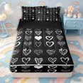 thumbnail image 1 of Erosebridal Heart Pattern Zipper Queen Comforter Set with Fitted Sheet and 2 Pillowcases,Minimalist Stripes Zipper Bedding Set,Black White,Black Reversible, 1 of 6