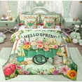 thumbnail image 1 of Erosebridal Hello Spring Flower Twin Bedding Sets 7-Piece for Kids, Green Leaf Bedding Comforter Set, 1 of 7