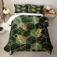 thumbnail image 1 of Erosebridal Hexagon Marble Quilt King,Modern Aesthetic Art King Coverlet Set For Adults,3 Pieces, 1 of 7