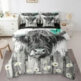 thumbnail image 1 of Erosebridal Highland Bull Bed in a Bag Queen Size, Chic Daisy Floral Bed Set, Rustic Farmhouse Decorative, Reversible 7pcs, 1 of 4