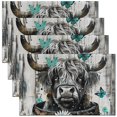 thumbnail image 1 of Erosebridal Highland Bull Placemats Set of 4, Chic Daisy Butterfly Table Mats for Dining Table Set of 4, Rustic Farmhouse Decorative, 1 of 4