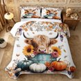 thumbnail image 1 of Erosebridal Highland Cow Bed Spread Queen 3pcs,Autumn Farm Queen Coverlet Set,Blue White,1 Quilt and 2 Pillowcases, 1 of 7