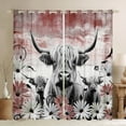 thumbnail image 1 of Erosebridal Highland Cow Curtains Blackout,Red Western Farmhouse Curtains & Drapes for Bedroom,Longhorn Cattle Window Curtain Daisy Flowers Curtains Cowboys Gifts for Men Women, 1 of 6