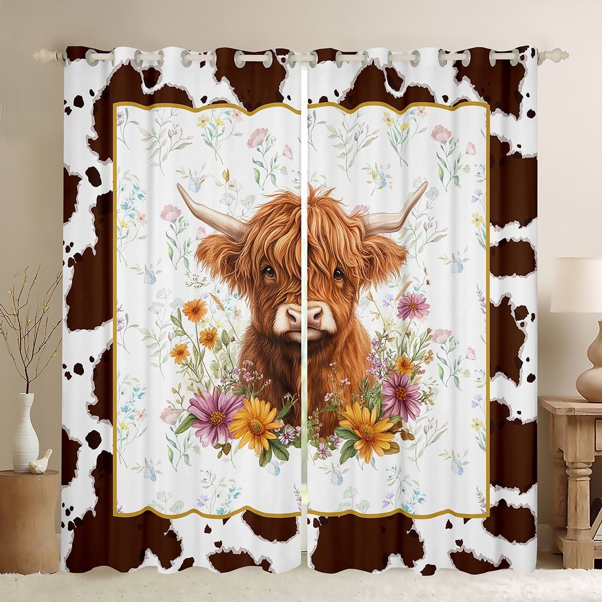 Erosebridal Highland Cow Curtains for Living Room, Rustic Farmhouse 30