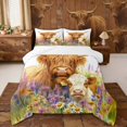 thumbnail image 1 of Erosebridal Highland Cow Print Full Size Comforter Sets, Lavender Daisy Blossoms Bedding Sets, 1 of 6