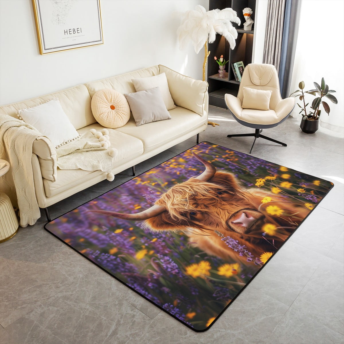 Erosebridal Highland Cow Rugs For Bedroom 4'11